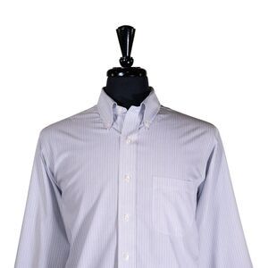 Brooks Brothers Mens Shirt 16.5 33 Blue Striped Traditional Fit Non Iron Cotton